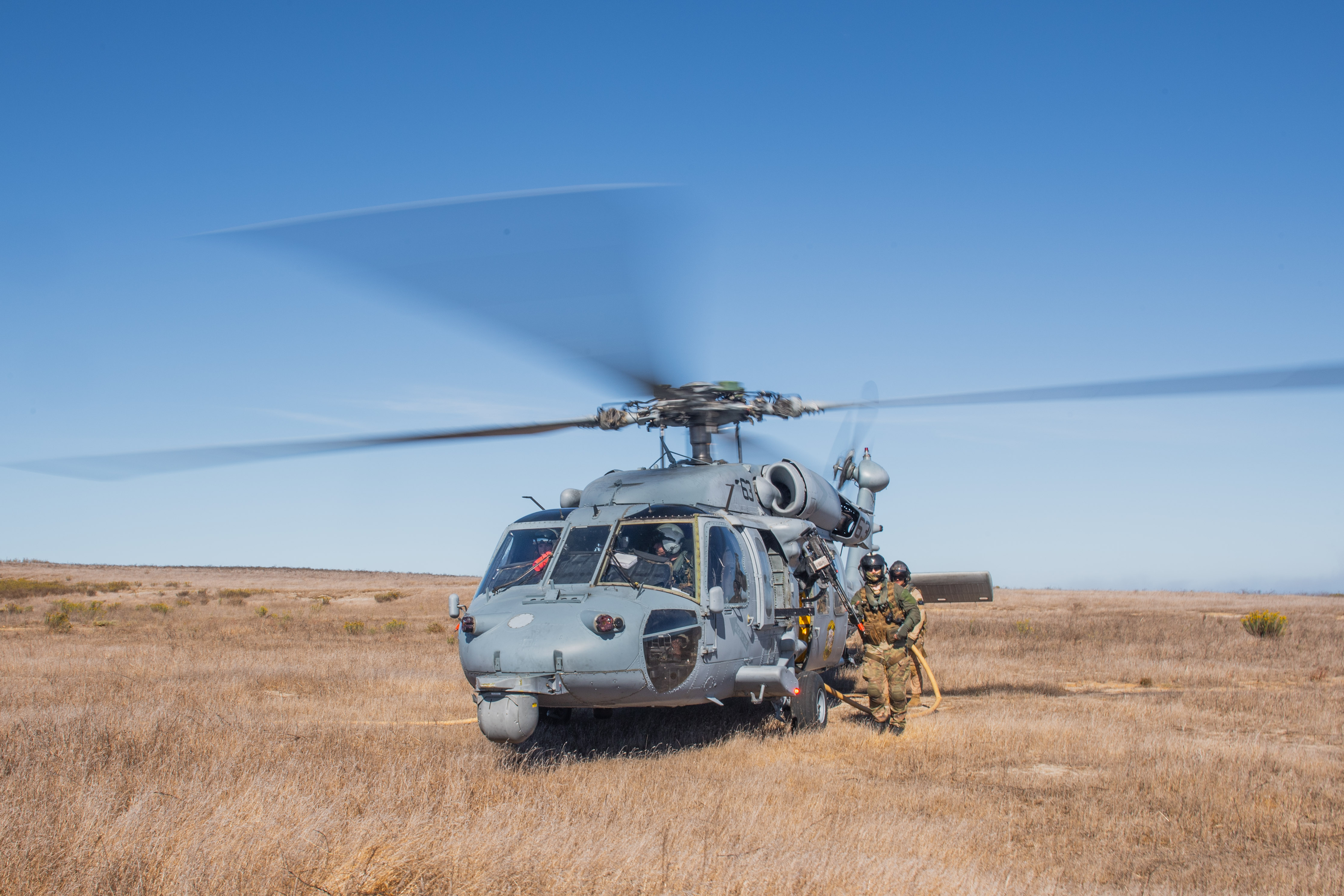 This is an image of refueling an MH-60S Sea Hawk helicopter.